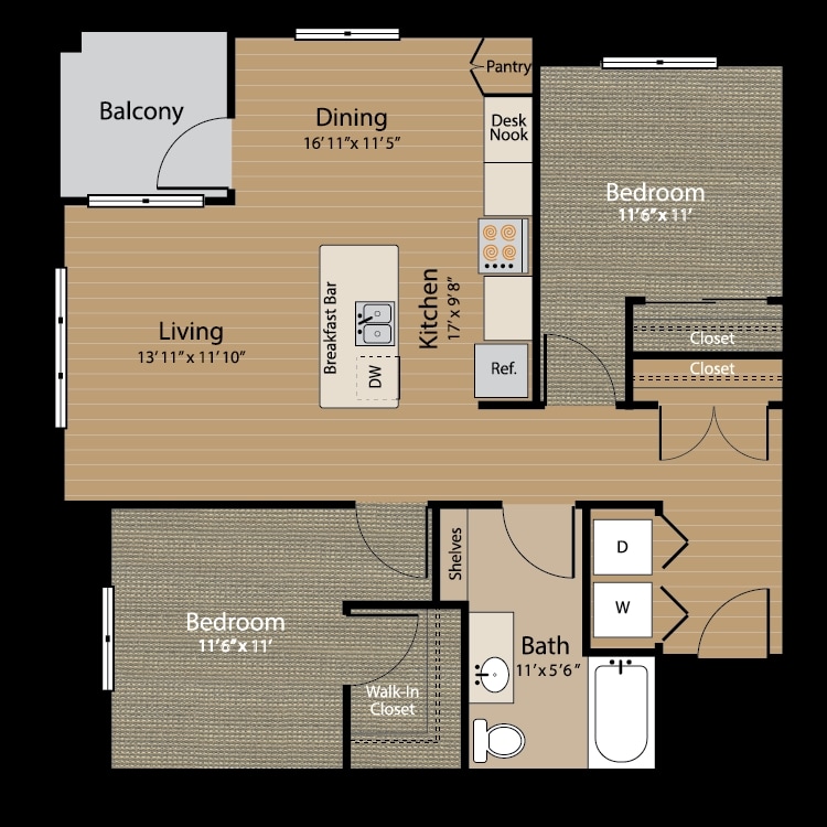 2HAB/1BA - Array Apartments