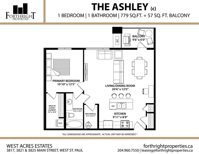 West Acres - Floorplans - Apartment - 1 Bed - Ashley (c) - West Acres Estates