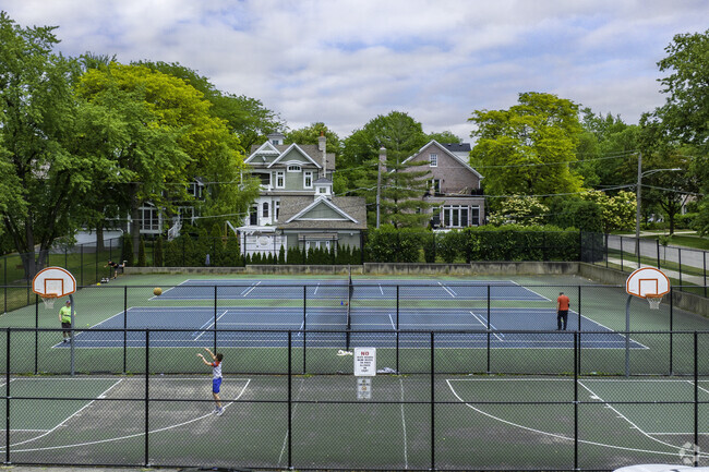 Robbins Park in South Hinsdale has two tennis courts and two half basketball courts.