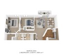 2 Bedroom, 2 Bath 938 sq. ft.