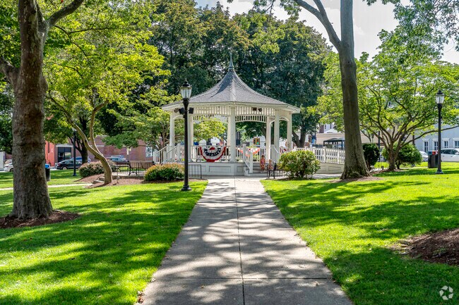 Enjoy scenic views from the gazebo at Norwood Common.
