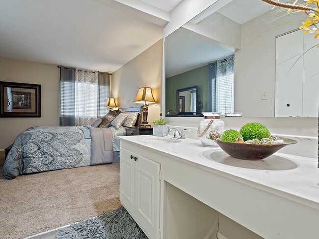 Large Vanity and Mirror in Bedroom - The Oaks at Prairie View