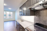 Located at 1520 N Capitol St NW in Washington, DC, this well-appointed one-bedroom, one-bathroom unit offers a thoughtfully designed layout with modern finishes throughout. The entrance leads down a clean, light-filled hallway into the open-concept kitchen and living area, which serves as the heart of the home. The kitchen is a standout feature, boasting rich dark-stained cabinetry, granite countertops, a mosaic tile backsplash, and a full suite of stainless steel appliances including a range, dishwasher, and refrigerator. A central kitchen island provides additional prep and dining space. Large windows flood the living area with natural light and offer views of the surrounding Washington, DC streetscape. Hardwood-style flooring flows consistently throughout the unit, lending a warm, cohesive feel. The bedroom is a well-proportioned retreat featuring large windows with neighborhood views, dual closets, and hardwood-style floors. The bathroom is finished in a clean, contemporary style with tile flooring, a tub/shower combination with white tile surround, and a dark-vanity with a white countertop. Two additional closets provide ample storage. The unit combines functional design with modern aesthetics in a prime DC location.
