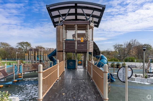 Entering the playground at Village Park in Menomonee Falls.