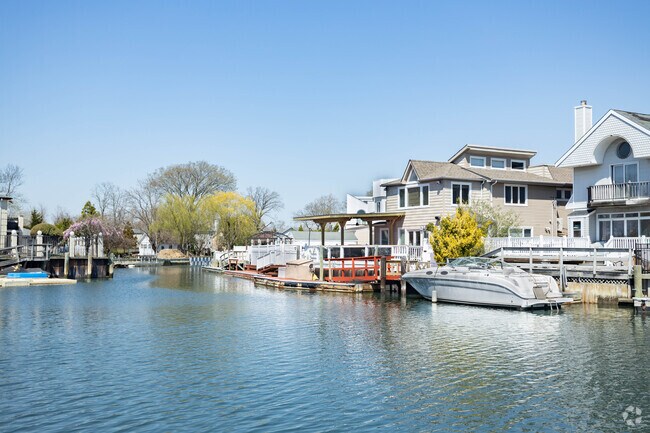 Some Merrick homes have scenic views along the water.