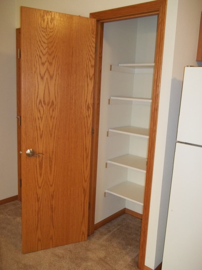 Kitchen pantry with shelving. - Park Creek