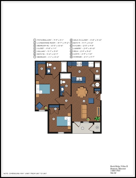 Plano de planta - Rock Ridge Villas I & II