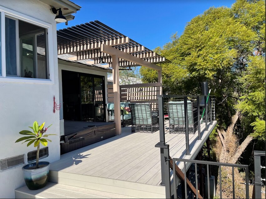 Back Deck with pergola and hot tub - 3255 Isla Vista Dr