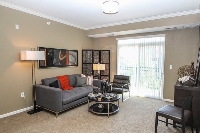 The Monroe living room - The Flats at Cedar Grove