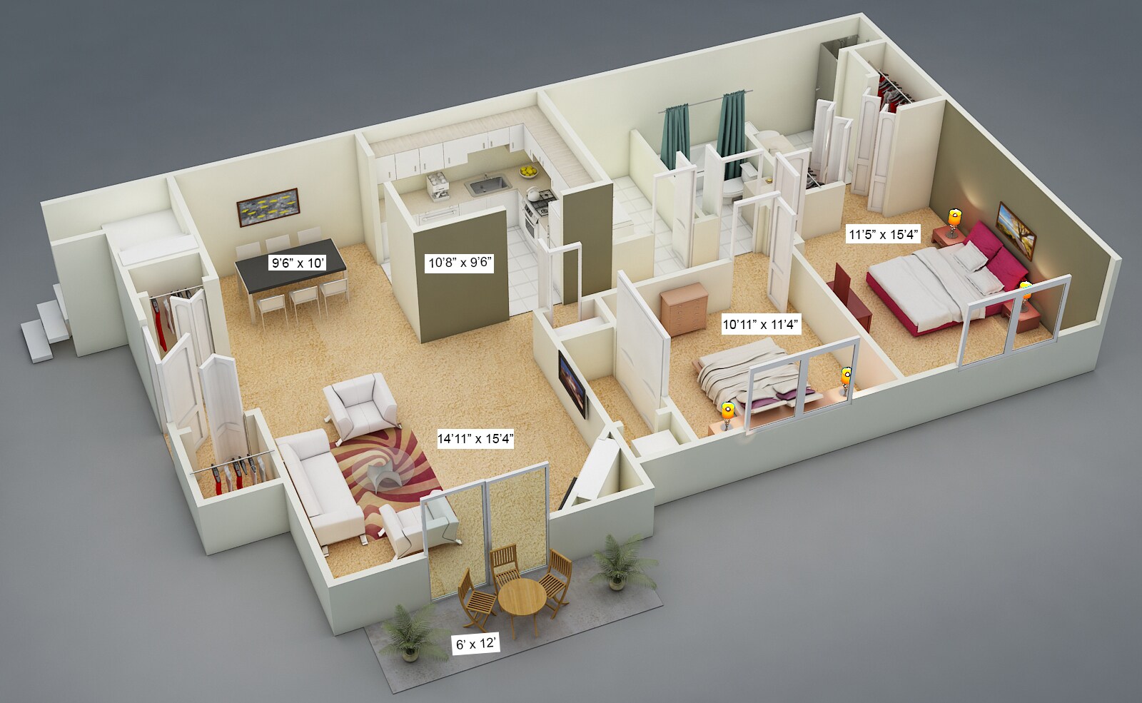 Hunters Crossing Apartments – Two Bedroom with Private Entry