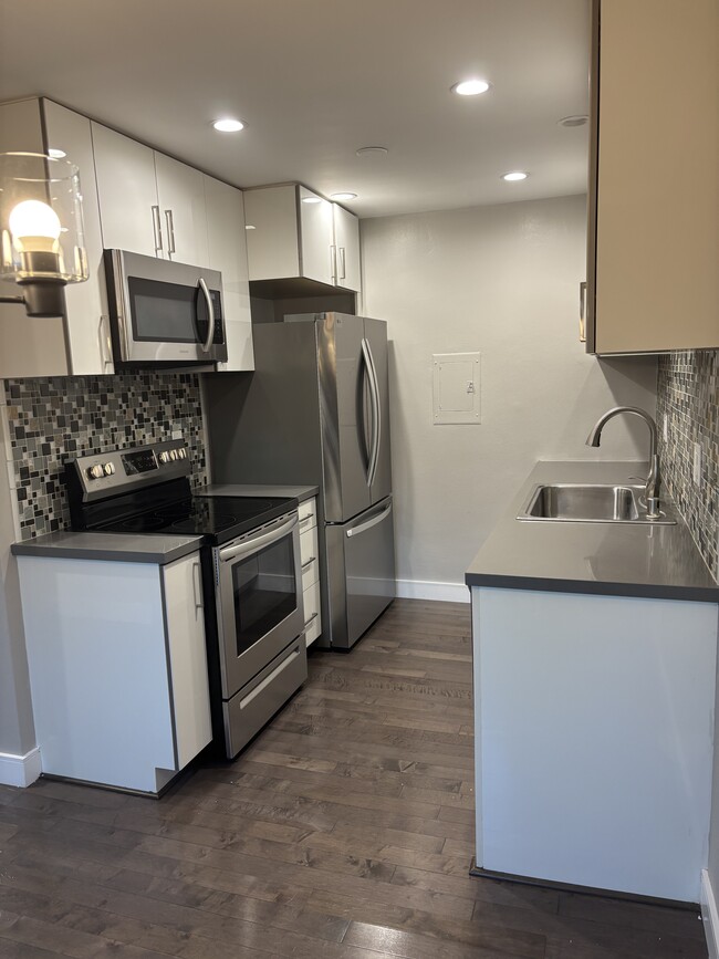 Newly remodeled kitchen with brand new refrigerator and stainless steel appliances - 1809 Speyer Ln