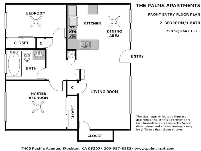 2BA/1HAB Planta baja - Palms Apartments