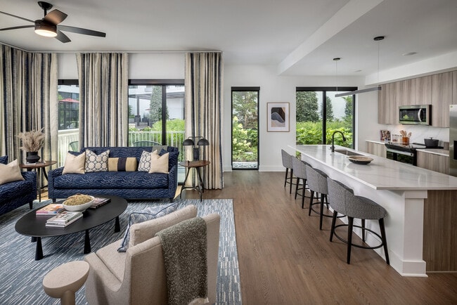 Spacious open living rooms and kitchens perfect for hosting - AMLI Atlantic Station