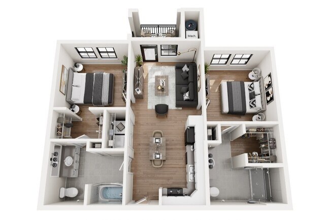 Plano de planta de 2 dormitorios - Grand East Village