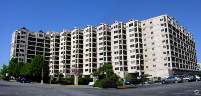 Looking up from adjacent parking lot - The Harbours Condominiums