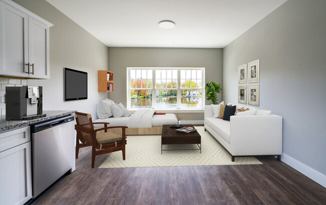 Virtually staged studio unit facing the pond. - Lakeside of Cheshire