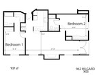 2BR 2BA - FLOOR PLAN A - 962 HILGARD