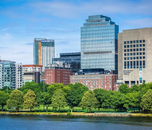 A riverside view of West End Boston