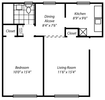 1 BR/1 BA - Hillcrest Manor Apartments