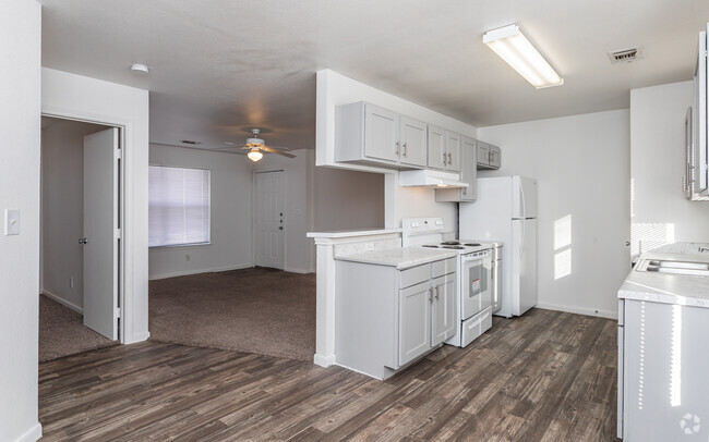 2BR, 2BA - 824SF Kitchen & Living - Rio Grande Ranch