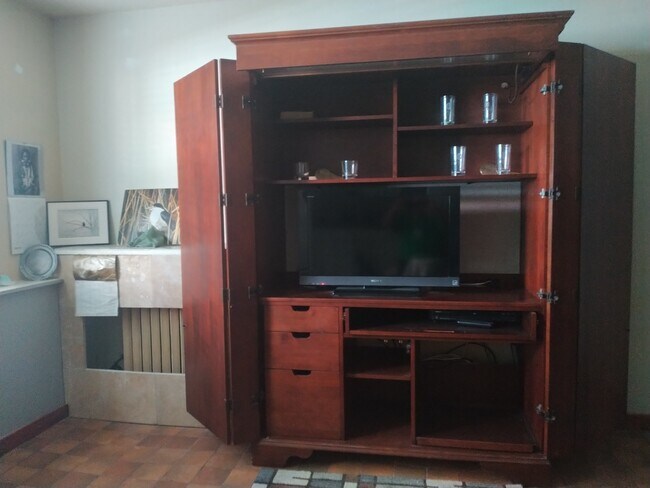 radiator heating on left and cabinet with tv - 4725 15th Ave NE
