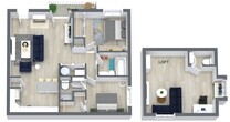 Two Bedroom Two and Half Bathroom with Loft 