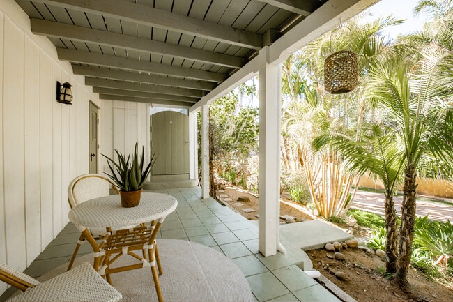 private patio facing owners staircase and private garage on the left. - 9457 El Tejado Rd
