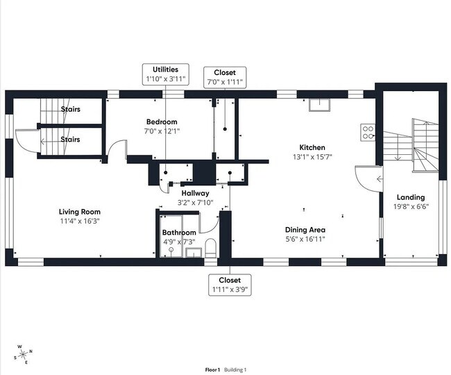 Plano de planta - planta principal del dúplex - 2330 W Palmer St