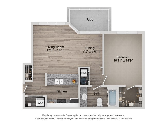 A1_1Bed_1Bath_680 Sq Ft - The Quarry Apartments
