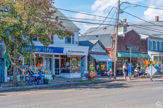 Residents of Guilford enjoy strolling streets featuring local businesses.