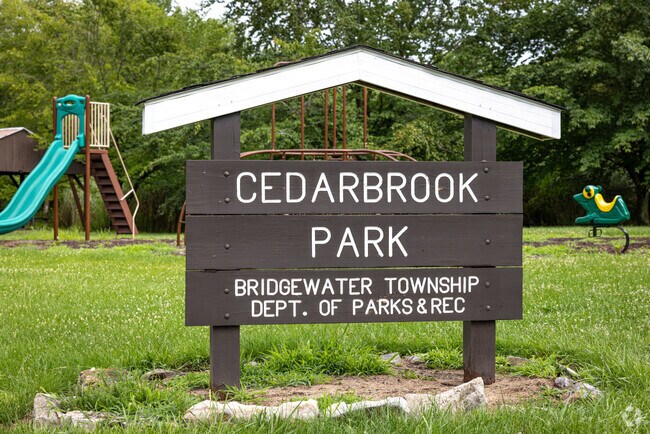 Cedarbrook Park has a playground and grass fields for recreation in Bridgewater.